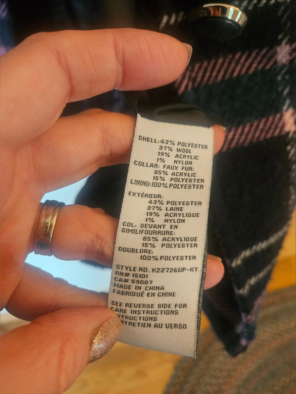 Kate Spade New York Plaid Wool Blend Coat Pink Navy Women's Designer Coat - Picture 7 of 16